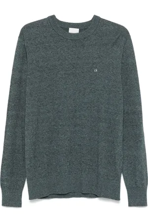 Calvin Klein Stickade tröjor & koftor, Herr, M, Ribbstickad Tröja med Rund Hals