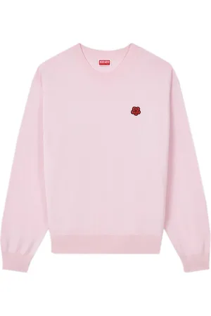 Kenzo Stickade tröjor & koftor, Dam, L, Rosa tröja med Boke Flower-emblem