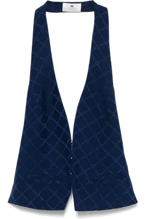 Elisabetta Franchi Jacka, Dam, L, Diamantmönstrad satin gilet