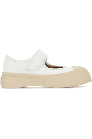 Marni Skor, Dam, 38 EU, Läder, Vita Touch-Strap Sneakers