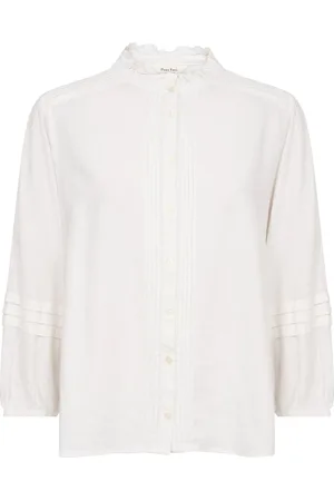 Part Two Blusar & Skjortor , Dam, 3Xl, Linne, Vit Blus med ¾ Ärmar