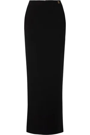 Elisabetta Franchi Kjol, Dam, 2Xl, Polyester, Lång Svart Kjol med Sidoslits