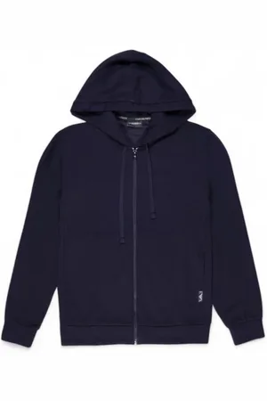Emporio Armani Sweatshirts & Hoodies, Herr, XL, Bomull, Blå tröja i bomullsblandning