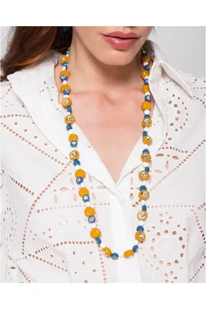 Marni Accessoarer, Dam, ONE Size, Daisy Crystal Button Långt Halsband