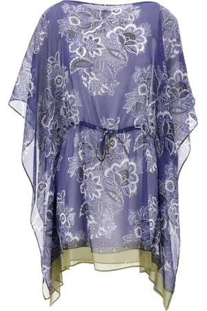 Etro Jacka, Dam, ONE Size, Floral Caftan Klänning med Dragsko i Midjan