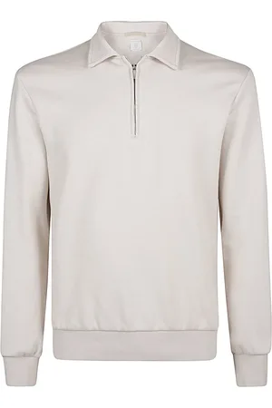 ELEVENTY Sweatshirts & Hoodies, Herr, M, Bomull, Pikétröja i bomull, kashmir och siden