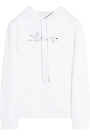 Lanvin Sweatshirts & Hoodies, Dam, S, Bomull, Broderad Manuscript Logo Hoodie