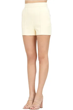 Elisabetta Franchi Shorts, Dam, M, Eleganta gula shorts med kontrasterande passpoaler