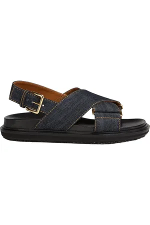 Marni Skor, Dam, 36 EU, Denim, Denim Sandal med Korsband