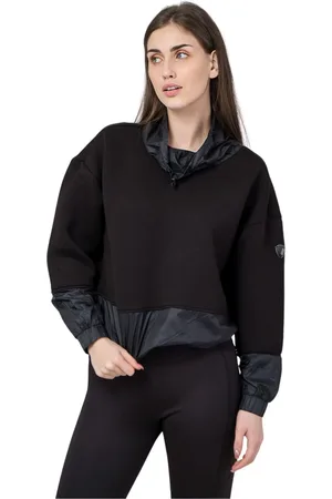 EA7 Sweatshirts & Hoodies, Dam, M, Polyester, Svart Oversize Sweatshirt