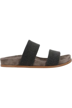 Brunello Cucinelli Skor, Dam, 40 EU, Bomull, Suede Slide Sandaler