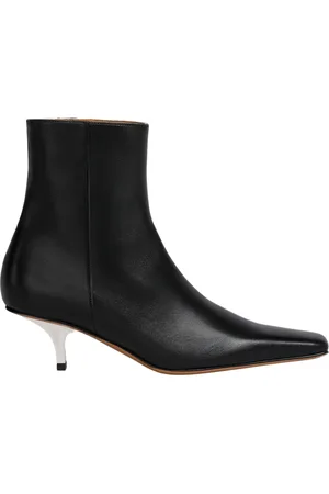 Marni Skor, Dam, 37 1/2 EU, Läder, Silver Stiletto Heel Läderstövlar