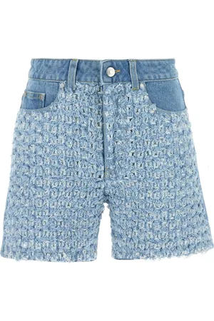 Stella McCartney Shorts, Dam, W26, Denim, Mid-Rise Denim Bouclé Shorts