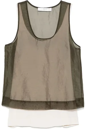 TELA Topp, Dam, M, Olivgrön Scoop Neck Ärmlös Topp