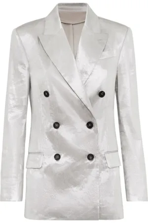 Brunello Cucinelli Jacka, Dam, S, Polyester, Metallic Linen Blend Blazer