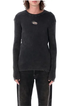 Diesel Stickade tröjor & koftor, Herr, L, Bomull, K-Darin-D Distressed Jumper