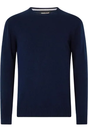 Roberto Cavalli Stickade tröjor & koftor, Herr, M, Ull Crew-Neck Sweater