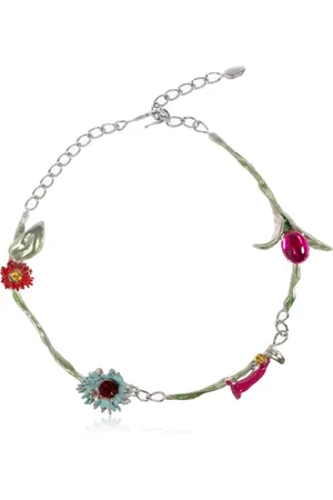 Marni Accessoarer, Dam, ONE Size, Halsband i mässing med blommotiv
