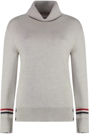 Thom Browne Stickade tröjor & koftor, Dam, XS, Randig polotröja i ull