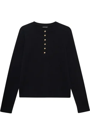 ANINE BING Topp, Dam, S, Svart Knapp Crew Neck Tröja