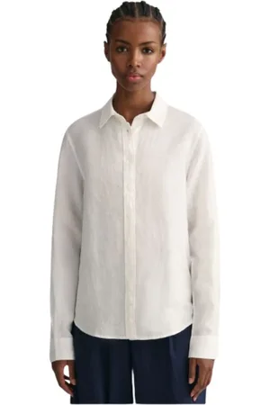 GANT Blusar & Skjortor , Dam, 3Xl, Linne, Regular Linne Chambray Skjorta