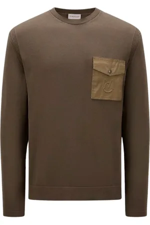 Moncler Stickade tröjor & koftor, Herr, M, Bomull, Military Style Tröja
