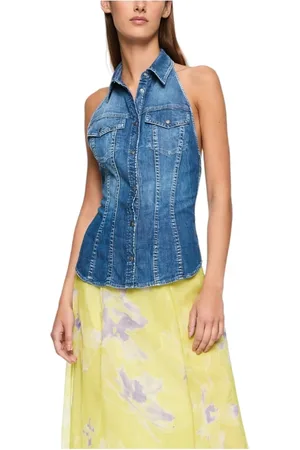 Dondup Topp, Dam, M, Denim, Stilfull ärmlös topp