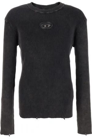 Diesel Stickade tröjor & koftor, Herr, S, Bomull, Svart Crewneck T-shirt med Oval D-logga