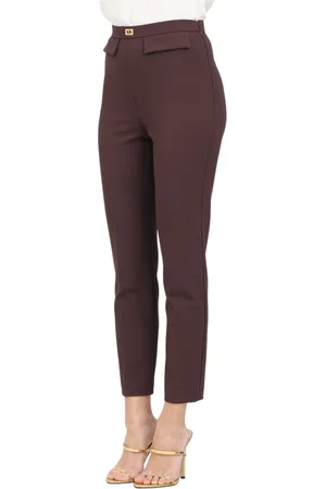 Elisabetta Franchi Byxor, Dam, M, Brun Eleganta Byxor med Frontflikar