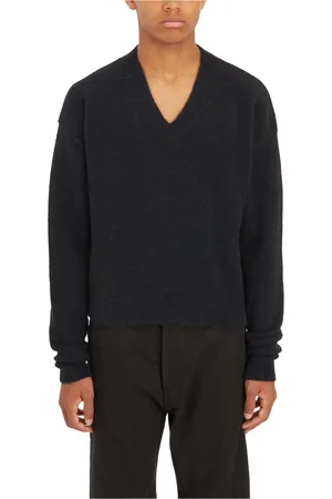 Rick Owens Stickade tröjor & koftor, Herr, L, Svart V-ringad Topp