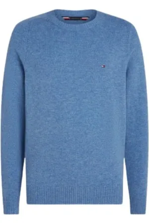 Tommy Hilfiger Stickade tröjor & koftor, Herr, XL, Rund Hals Ulltröja