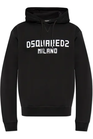 Dsquared2 Sweatshirts & Hoodies, Herr, L, Bomull, Sweatshirt med logga och sammetsfinish