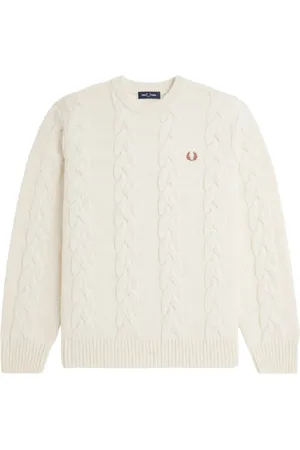 Fred Perry Stickade tröjor & koftor, Herr, M, Cream Sweater