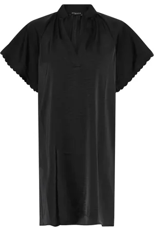 Bruuns Bazaar Klänning, Dam, 2Xl, Polyester, Svart klänning med vida ärmar