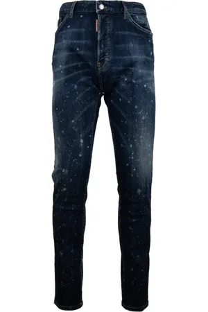 Dsquared2 Jeans, Herr, L, Läder, Button Jeans med läderlappar