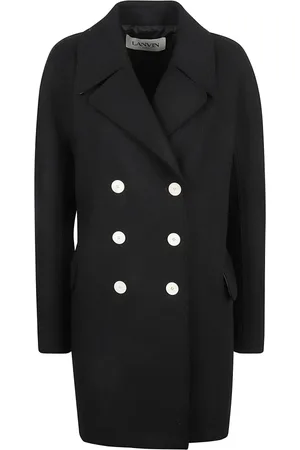 Lanvin Kappa, Dam, M, Stilren svart dubbelknäppt kappa