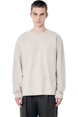 LEMAIRE Topp, Herr, L, Bomull, Cotton Crewneck Långärmad Fick-T-shirt
