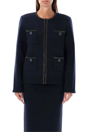 Self-Portrait Stickade tröjor & koftor, Dam, M, Bomull, Embellished Navy Stickat Cardigan