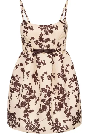 Elisabetta Franchi Klänning, Dam, M, Polyester, Blommig Duchess-klänning med plisserad kjol