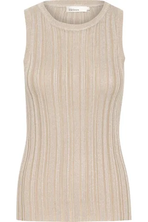 Karen by Simonsen Stickade tröjor & koftor, Dam, M, Slim-fit Tank Top Simply Taupe