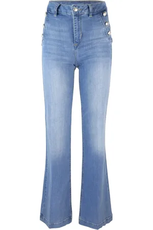 Liu Jo Jeans, Dam, W28, Bomull, Blå Utsvängda Jeans med Juvelknappar
