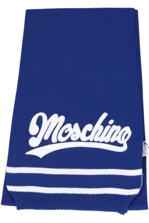 Moschino Accessoarer, Herr, ONE Size, Blått ull och akryl halsduk