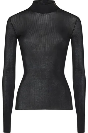 Saint Laurent Topp, Dam, S, Ribbstickad tröja Cassandre i siden