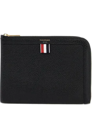 Thom Browne Väska, Herr, ONE Size, Läder, Läderfodral med Trikolorfärgat Band