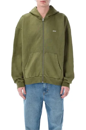 Obey Sweatshirts & Hoodies, Herr, S, Bomull, Stilig Zip Hoodie i Pigmentfärg