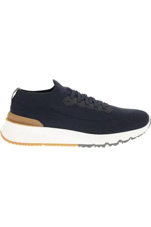Brunello Cucinelli Skor, Herr, 43 EU, Bomull, Bomullsstickade och halvblanka lädersneakers