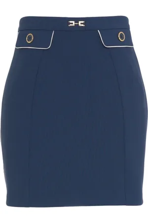 Elisabetta Franchi Kjol, Dam, L, Polyester, Crêpe Minikjol med Metalliska Detaljer