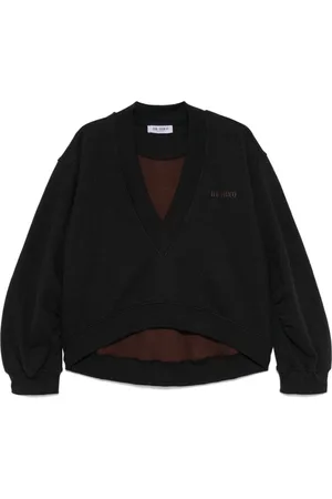 The Attico Sweatshirts & Hoodies, Dam, S, Bomull, Sweatshirt med logotyp och draperingärmar