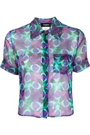 Dsquared2 Skjorta, Dam, S, Polyester, Abstrakt blommig kortärmad skjorta