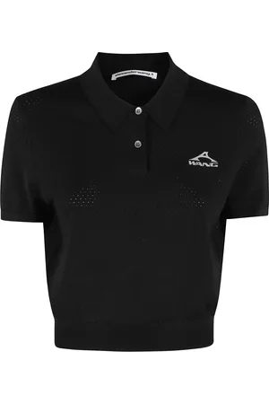 Alexander Wang Topp, Dam, S, Svart Mesh Polo Tee Kortärmad